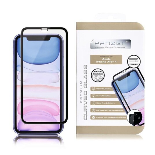 PANZER iPhone 11 / XR PANZER Premium Curved Silicate Glass - Svart Ramme