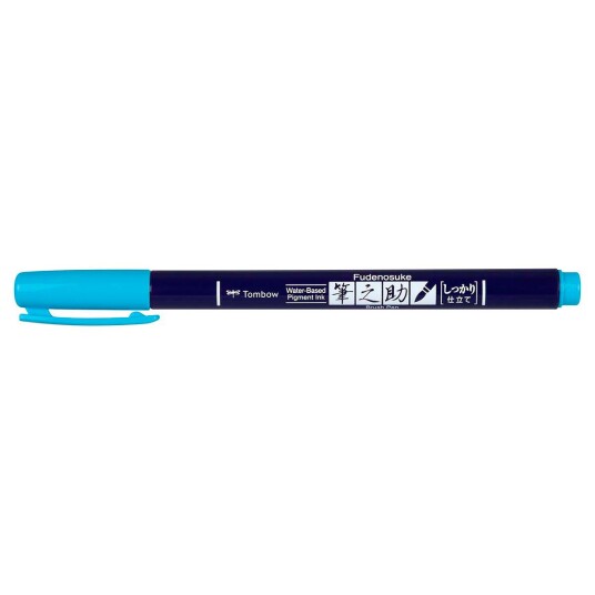 Tombow Fudenosuke Brush Pen Hard Neon Blå