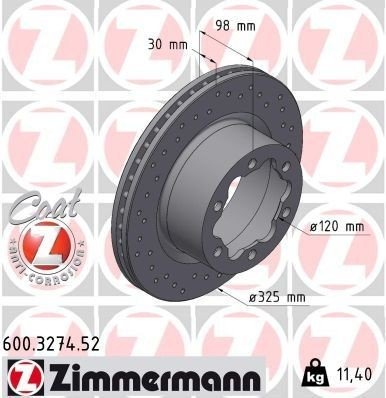 ZIMMERMANN 600.3274.52 Bremseskive ZIMMERMANN 600.3274.52 Bremseskive