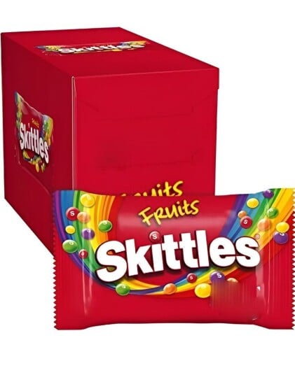 36 stk Skittles Original   Tyggepastiller med Forskjellige Fruktsmaker 45 gram   Hel Eske 1,62 kg