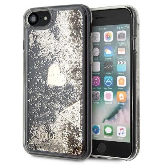 Originalt Frontpaneldeksel Guess Guohci8glhflgo For Iphone 7 / 8 / Se 2020 / Se 2022 (Flytende Glitter / Gull)