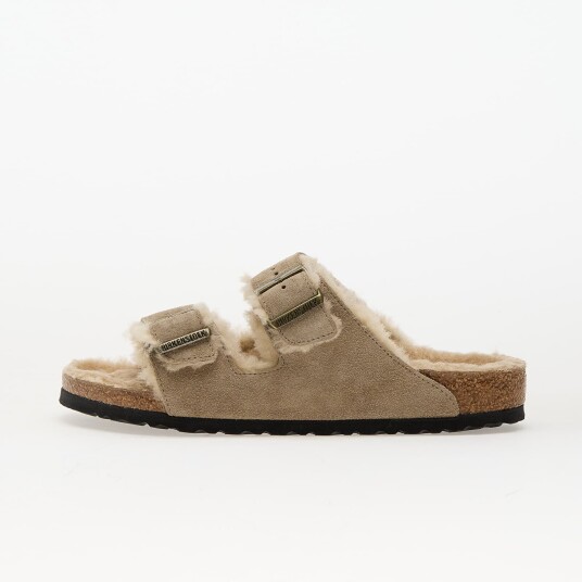 Joggesko Birkenstock Arizona Shearling Suede Leather/ Fur Taupe EUR 46
