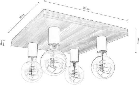 Envostar Lobo taklampe 4fl. furu grå