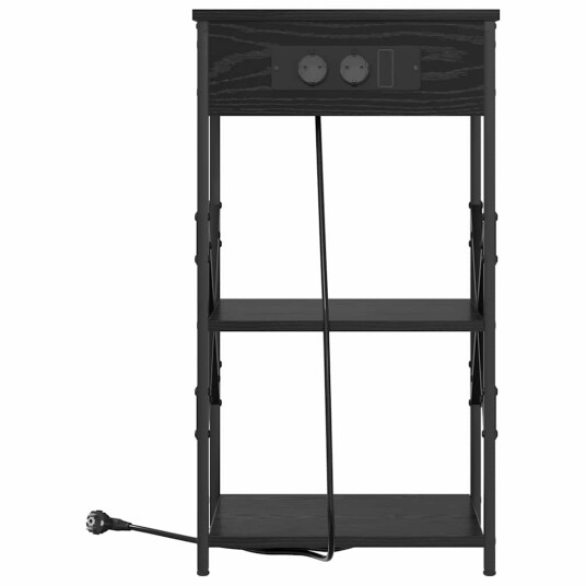 Nattbordskap med hylle Svart eik 41 x 31 x 76 cm Konstruert tre Nattbordskap med hylle Svart eik 41 x 31 x 76 cm Konstruert tre