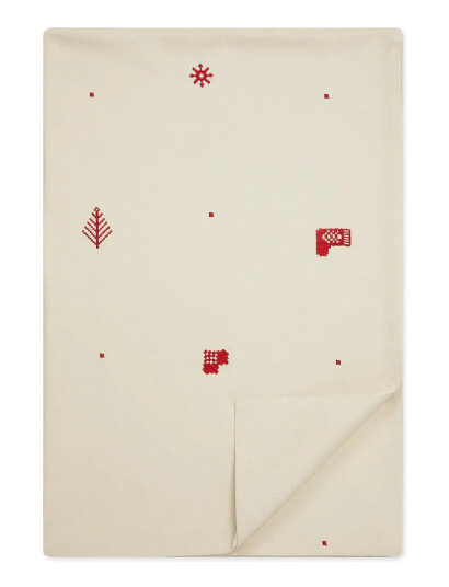 Engholm Textiles Juledug Julia Broderet - Cream - 140X270