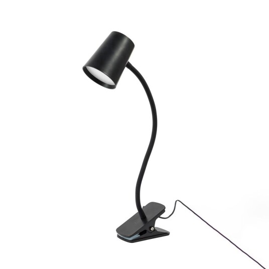 Lindby Ailina LED-bordlampe, klemfot, svart