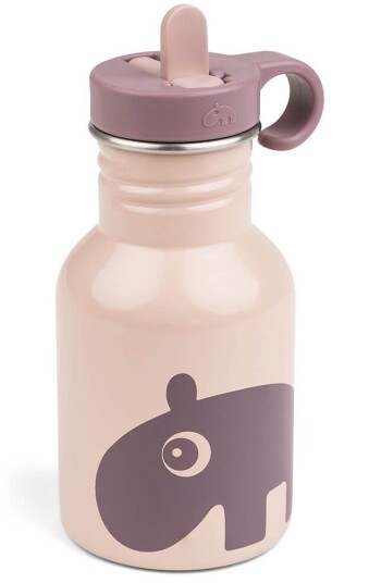 Done By Deer Ozzo Metallvannflaske 350 ml med Sugerør Rosa