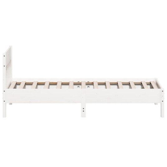 Sengeramme med hodegavl hvit 90x200 cm heltre furu 8721012428348