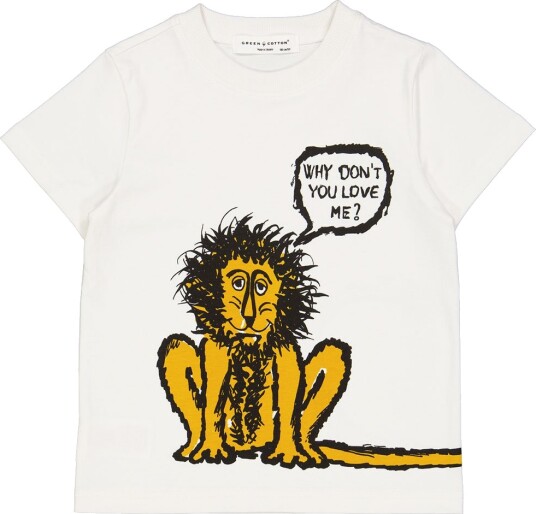 Green Cotton x WWF T skjorte   Balsam Cream m. Løve   Green Cotton   6 år 116   T skjorte   Hvit
