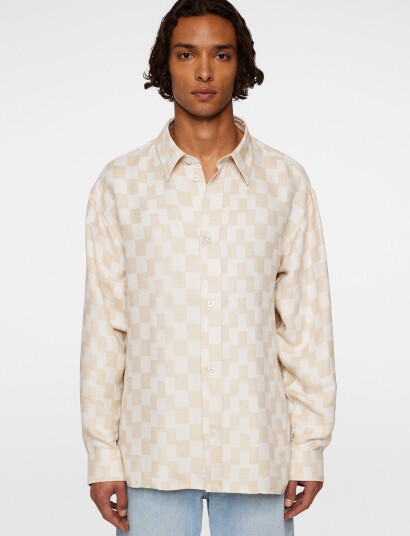 J. Lindeberg Howard Jacquard Shirt - Beige - M J. Lindeberg Howard Jacquard Shirt - Beige - M