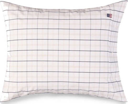 Lexington Checked Cotton Poplin Putevar Hvit / Beige / Marineblå 65x65 cm