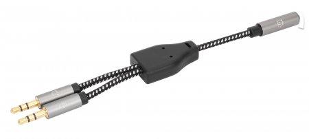 MANHATTAN MH Stereo Adapter Cable, Female/2xMale, 3.5mm AUX, 15cm