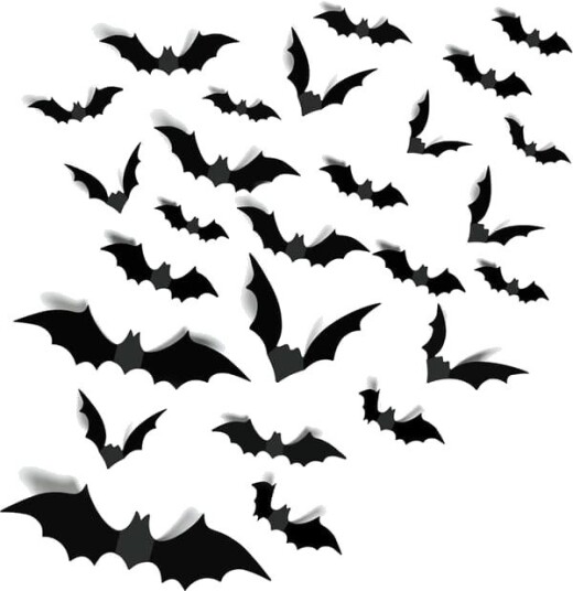 Halloween 3D-Flaggermus Veggklistremerker 140 stk