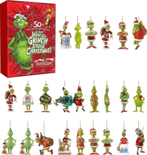 Julekalender med 24 dagers nedtelling Grinch Elk Festival kalender blindboks anhengs stil 2