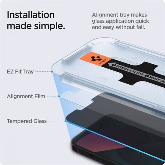 Spigen Glas.tR EZ Fit Privacy Skjermbeskytter for iPhone 13 Pro Max - 2 Stk.