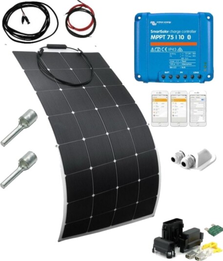 SKANBATT 107x54 110W Flexi komplett kit med VICTRON BT MPPT. SKANBATT 107x54 110W Flexi komplett kit med VICTRON BT MPPT.