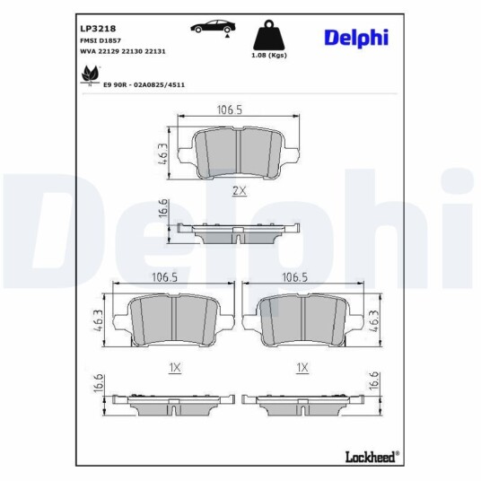 Bremseklosser DELPHI LP3218 Bremseklosser DELPHI LP3218