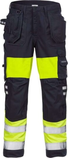 Fristads Flamestat håndverkerbukser høy synlighet dame cl 1 2777 ATHS Hi Vis Gul / Marineblå 38