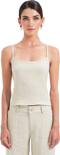 OW Collection Luma Tie Top Beige M OW Collection Luma Tie Top Beige M