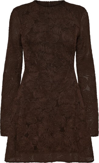 ROTATE Flower Mesh Ls Mini Dress Brown 40