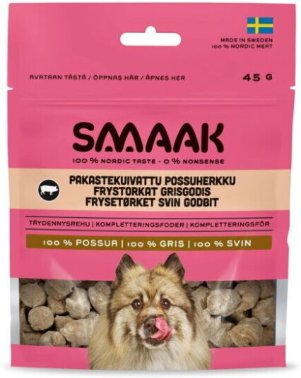 Smaak Dog Frysetørkede Hundegodbiter Svin 45 G