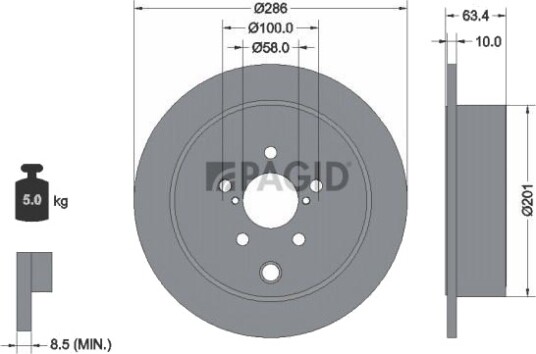 PAGID 55000N Bremseskive PAGID 55000N Bremseskive