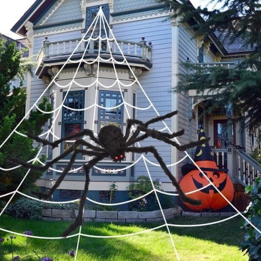 Halloween Edderkoppnett med Stor Edderkopp 200 og 59 tommer