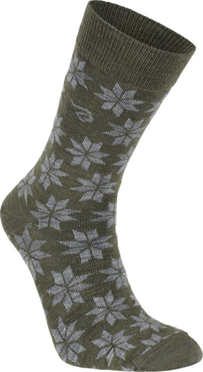 Ivanhoe Unisex Wool Sock Snowflake Loden Green 43 46