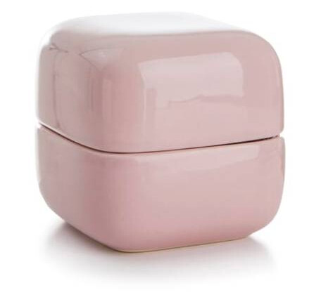 Krukke m/lokk rosa H:8 cm