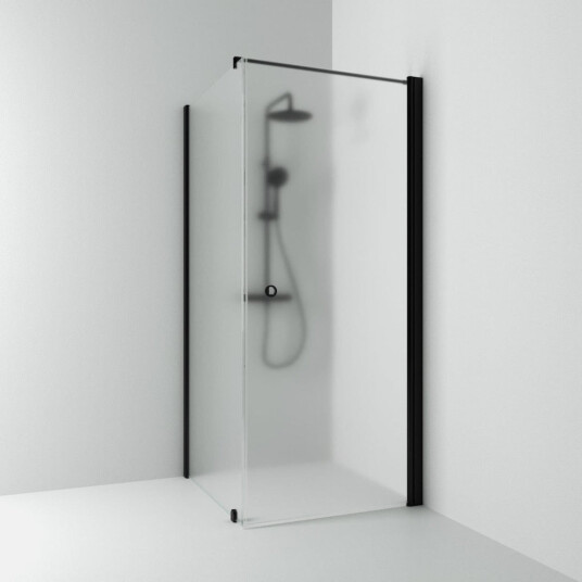 Svedbergs Skoga Kombi Rett Dusjhjørne Svart Matt / 70x70cm Frostet Glass