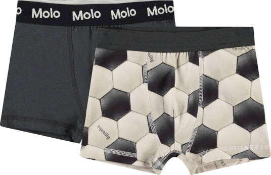 Molo Boxershorts 2 pack Justin Fotball Black Molo 9 10 år (134 140) Boxershorts Grå Hvit Svart