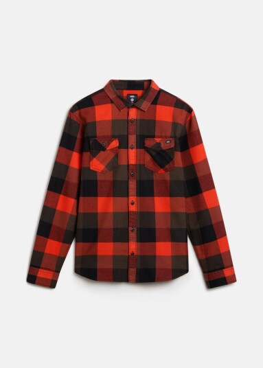 Box Flannel Classic Ls Woven Black/Fiesta M  Langarmede Skjorter