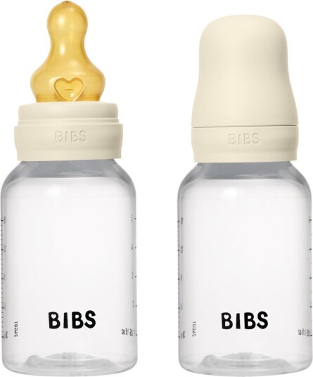 BIBS 150 ml Slow Flow Tåteflaske i Latex 2-pakk - Ivory BIBS 150 ml Slow Flow Tåteflaske i Latex 2-pakk - Ivory