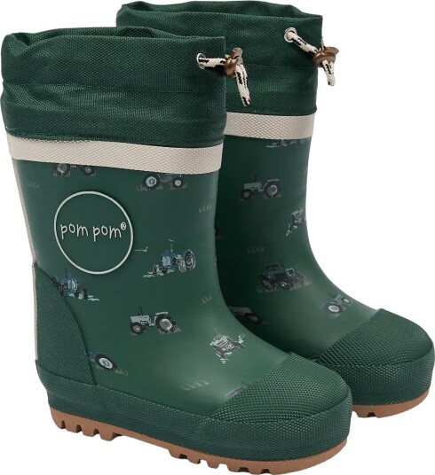Pom Pom Brynn Gumboots Thermo Aop   TREKKING GREEN TRACTOR AOP   27