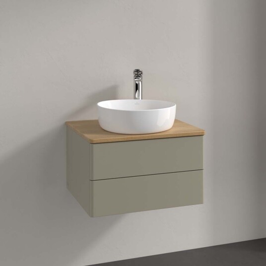 Villeroy & Boch Antao Servantskap med 2 skuffer 60x50x36 cm u/lys Steingrå/Eik Villeroy & Boch Antao Servantskap med 2 skuffer 60x50x36 cm u/lys Steingrå/Eik