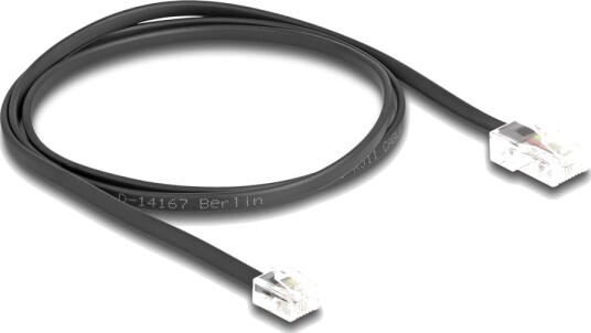 Delock Telefonkabel Rj 45 Hann Til Rj 11 Hann 1 M Flat Svart