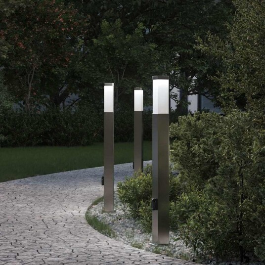 vidaXL Pullertlamper med stikkontakt 3 stk 80 cm rustfritt stål IP44