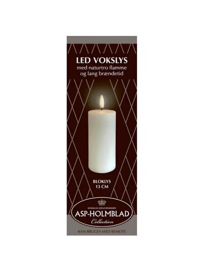 Asp Holmblad LED voks kubbeklys