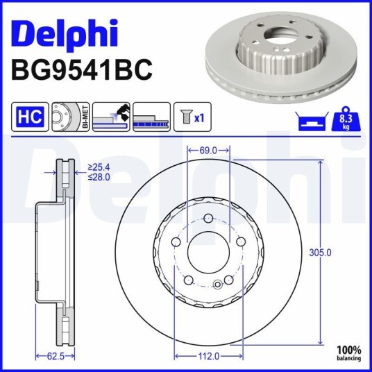 Bremseskive DELPHI BG9541BC