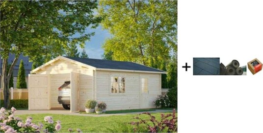 Garasjebod Palmako Roger 23,9 m2 med Dobbel Treport med Shingel, Papp og Spiker