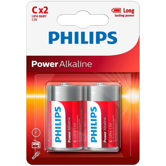 Philips Extremelife+ C Alkaline Batterier 2 stk - Universale Batterier Philips Extremelife+ C Alkaline Batterier 2 stk - Universale Batterier