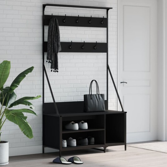 Klesstativ med skooppbevaring svart 100x41x184 cm 8721012196490