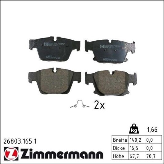ZIMMERMANN 26803.165.1 Bremseklosser ZIMMERMANN 26803.165.1 Bremseklosser