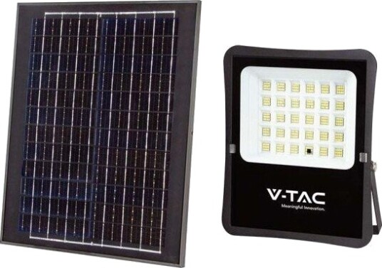 V Tac 20W Solcelle lyskaster LED IP65 sort inkl. solcelle fjernkontroll Kulør : Nøytral