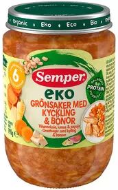 Semper EKO Grønnsaker med kylling og bønner Øko - 190 g