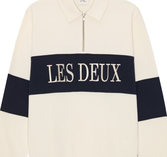 Les Deux Zipper Rugby Sweatshirt Beige XL