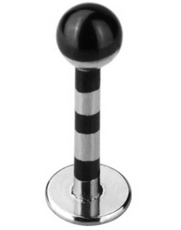 Stripete Labret Svart/Stål Strl 1,2 x 8 mm med 3 mm kule