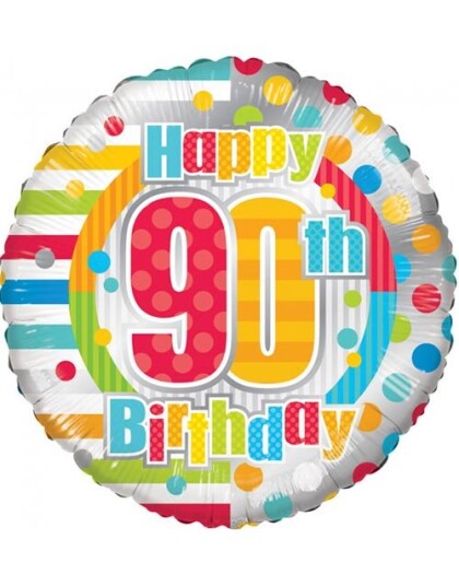 Happy 90th Birthday Folieballong 46 cm