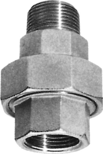 1,1/4" union med konisk tetningshylse/nippel AISI 316