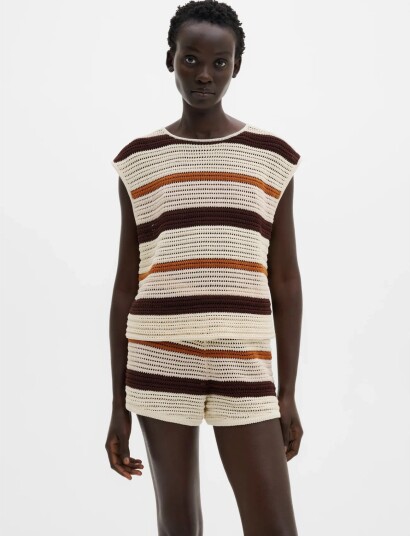 Malina Louelle Multi Colored Knitted Top   Cream   XL